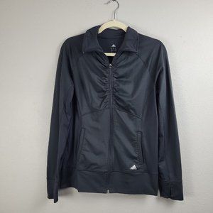 Adidas Women's Size‎ M Climalite Full Zip Athletic Running Jacket Charcoal Black